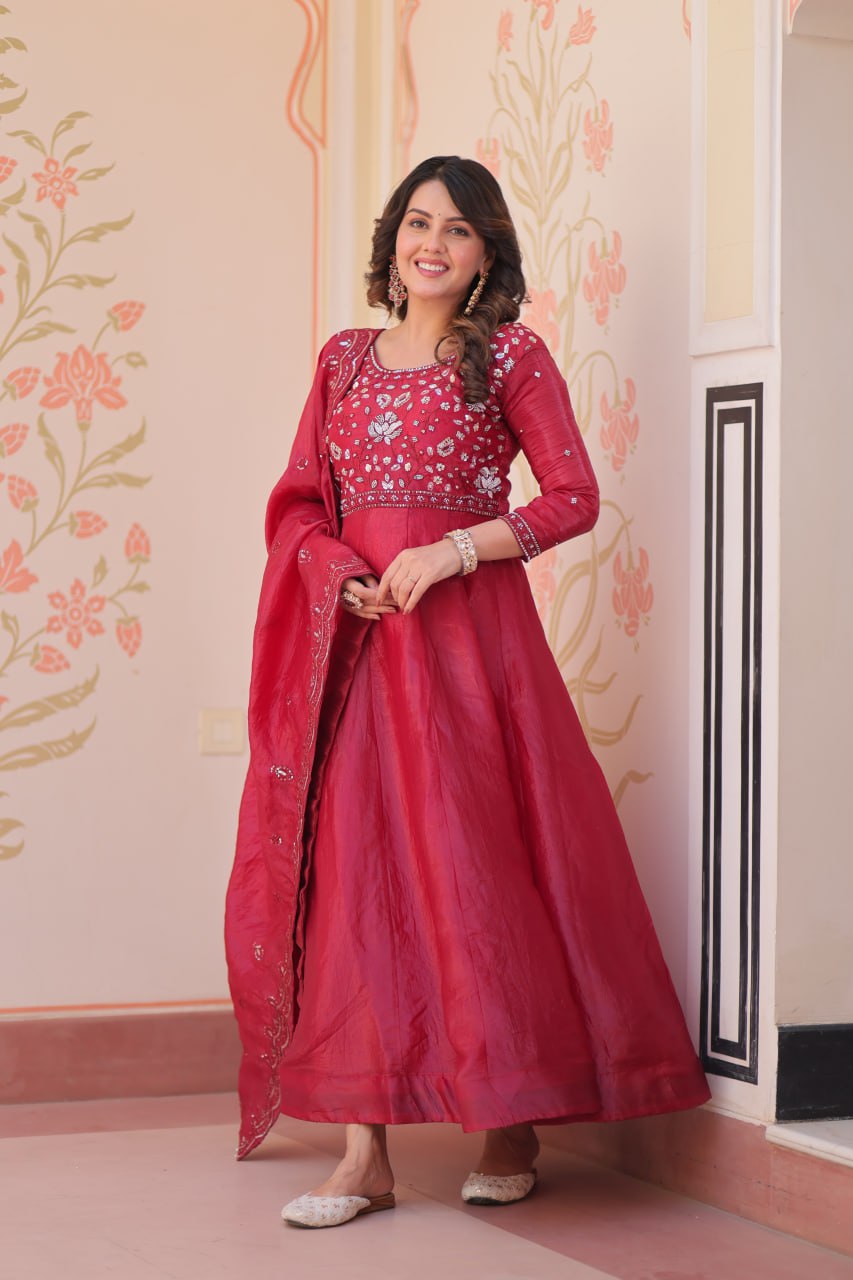 Premium Designer Embroidered Gown Dupatta Set