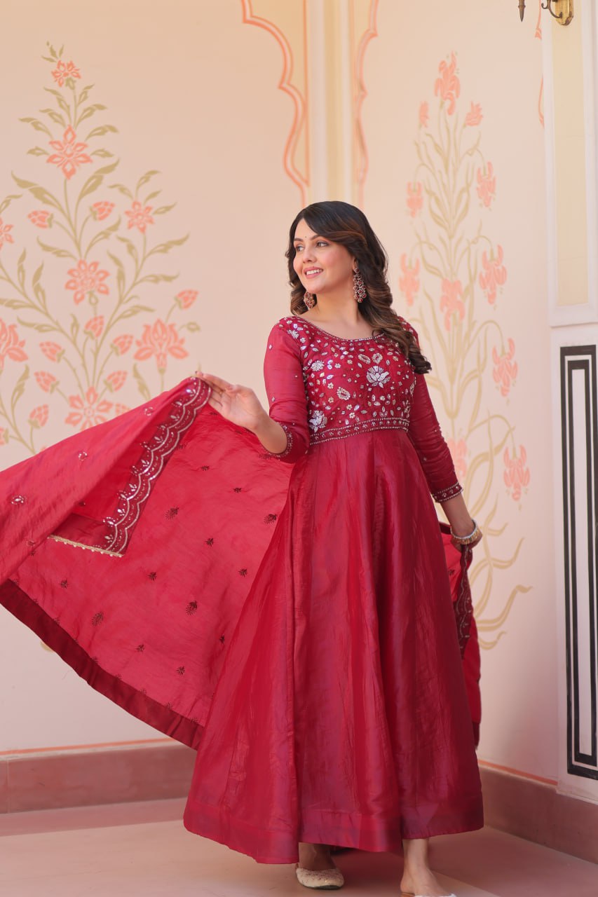 Premium Designer Embroidered Gown Dupatta Set
