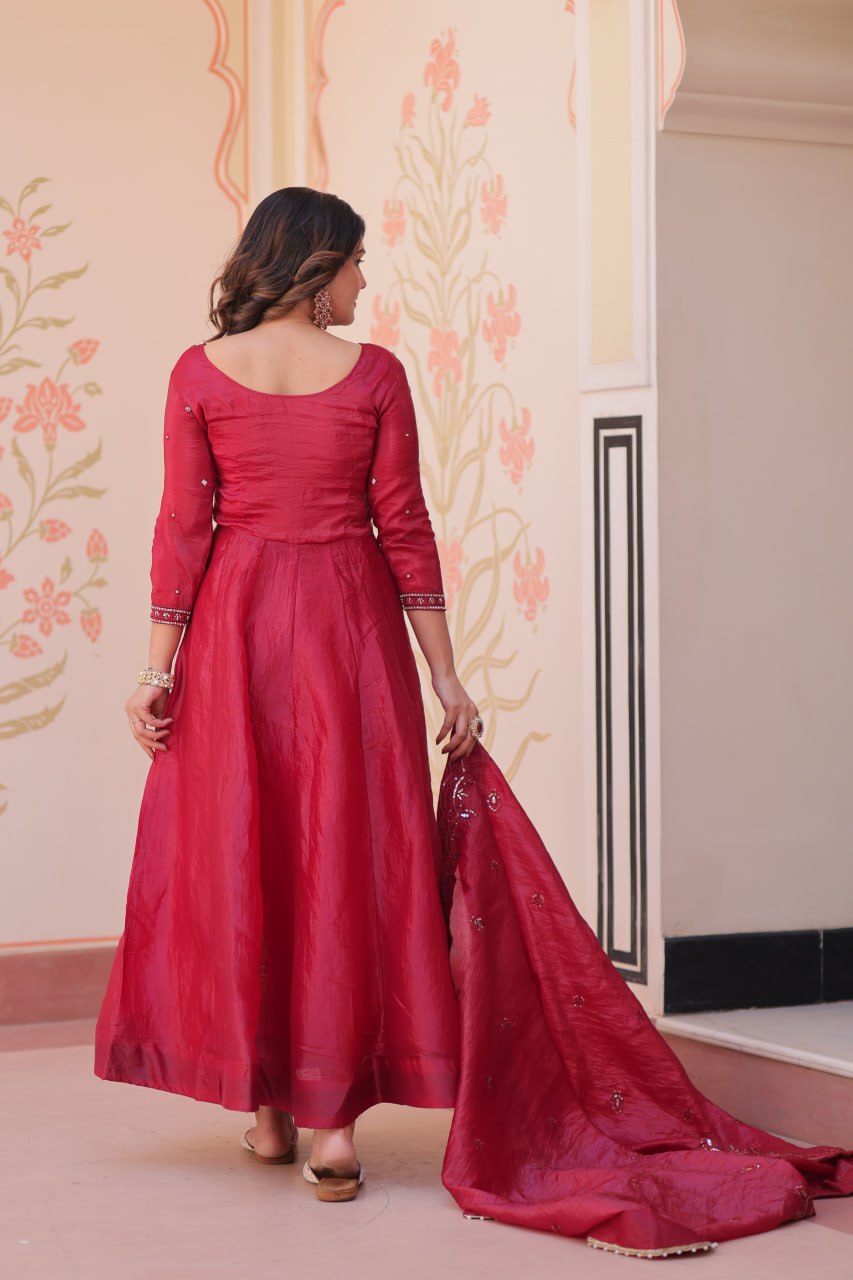 Premium Designer Embroidered Gown Dupatta Set