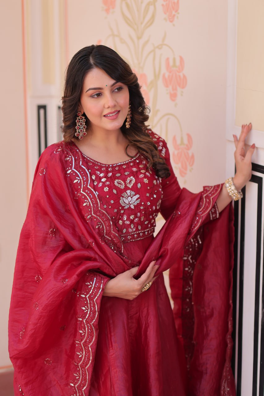 Premium Designer Embroidered Gown Dupatta Set