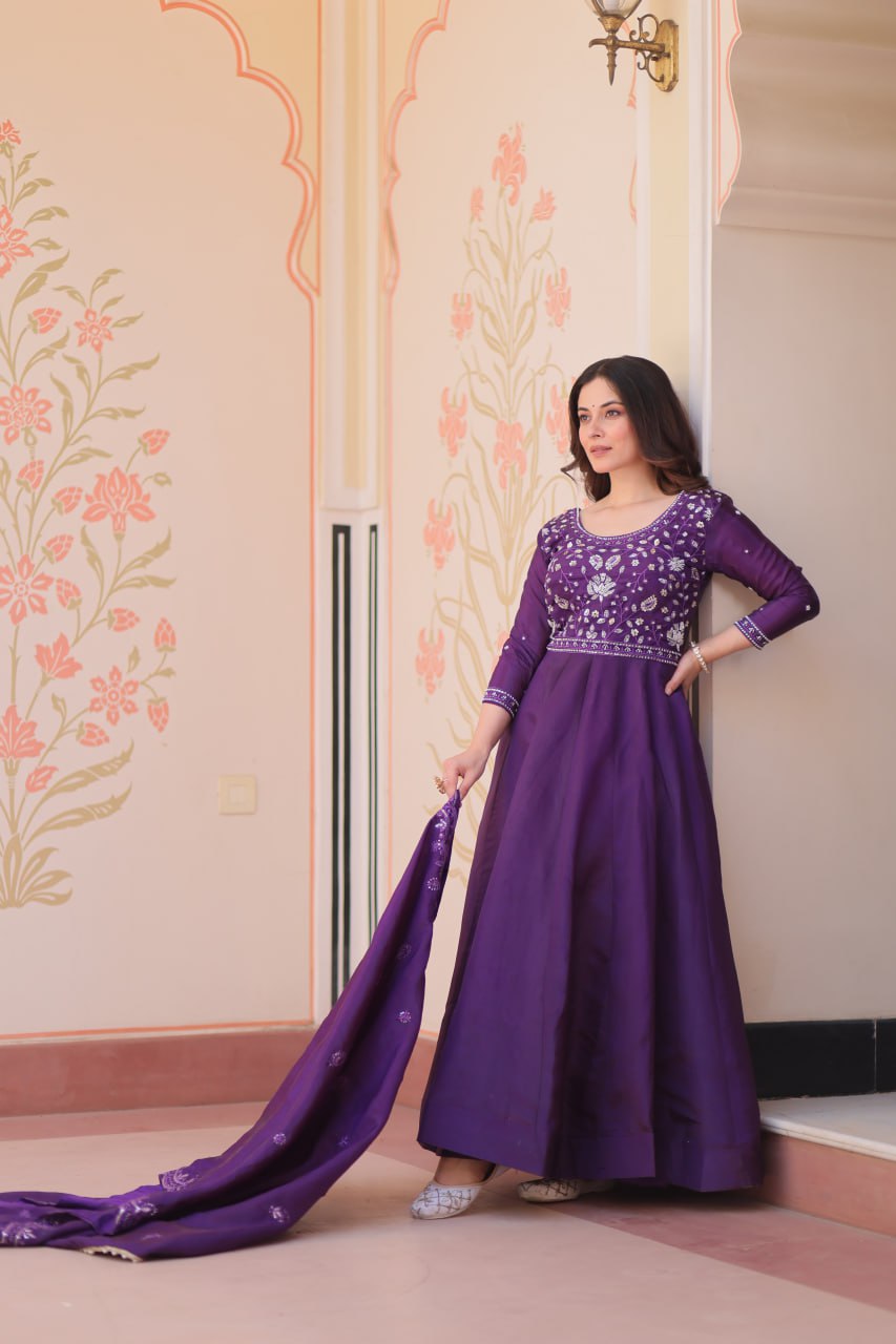 Premium Designer Embroidered Gown Dupatta Set