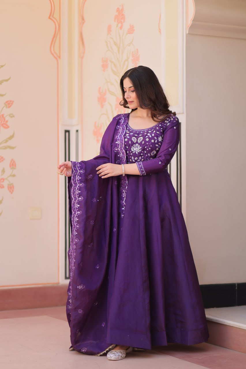 Premium Designer Embroidered Gown Dupatta Set