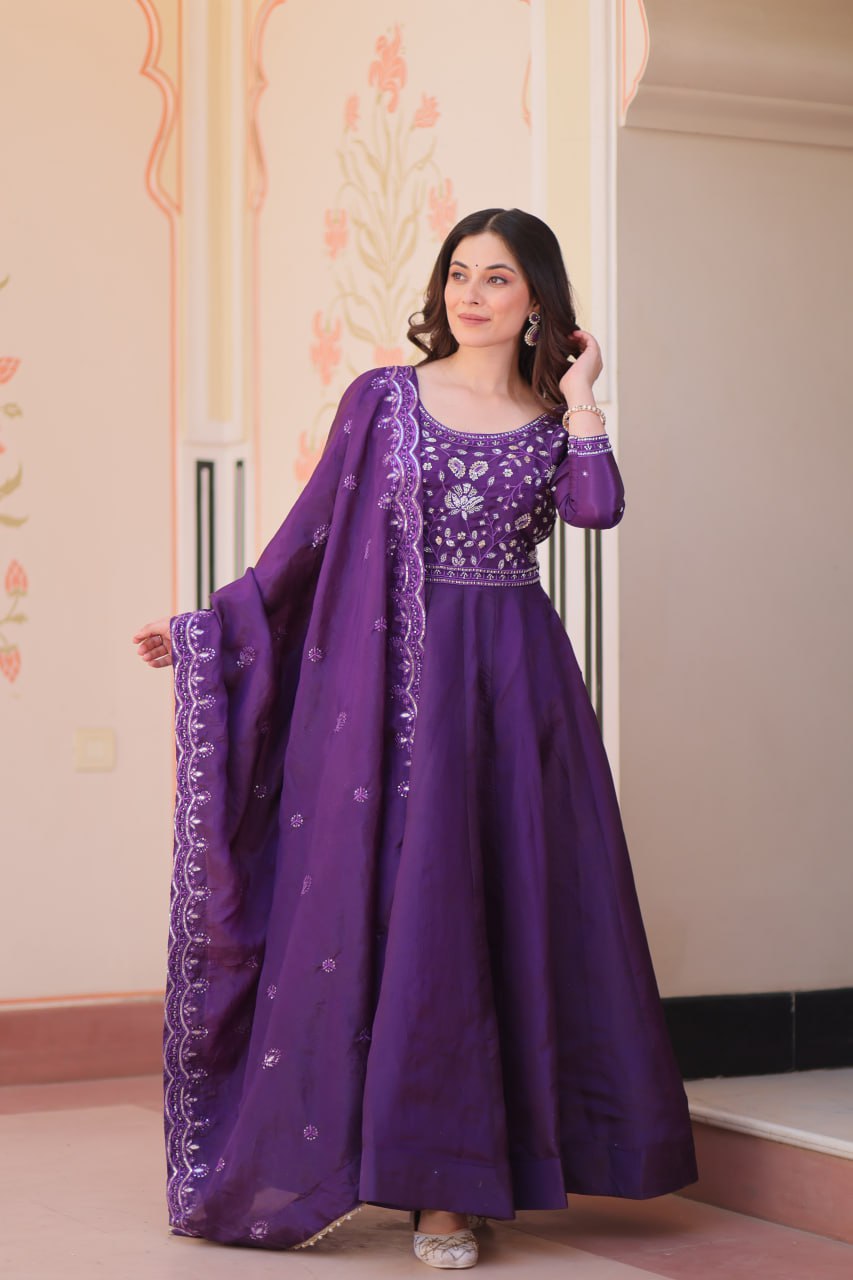 Premium Designer Embroidered Gown Dupatta Set