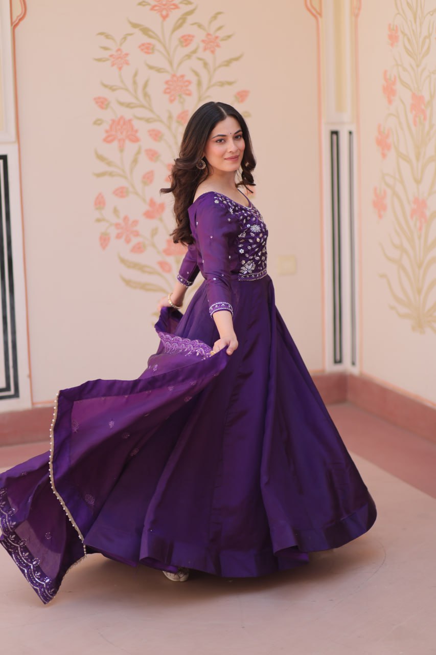 Premium Designer Embroidered Gown Dupatta Set