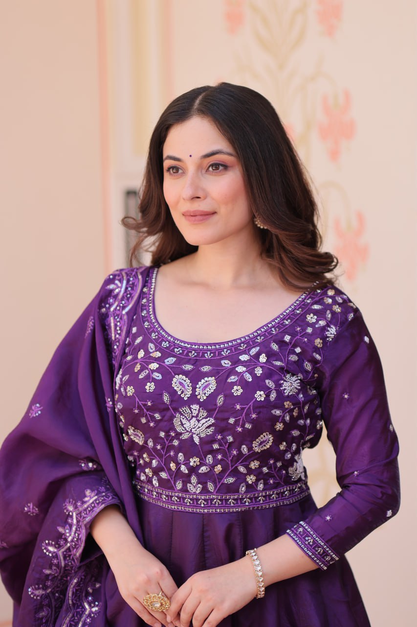 Premium Designer Embroidered Gown Dupatta Set