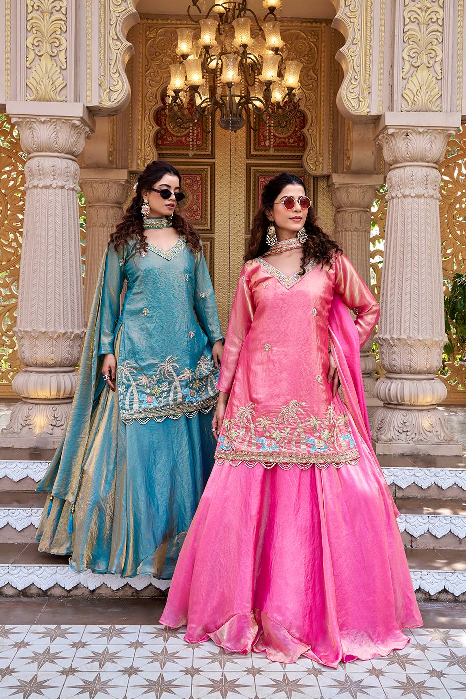 Designer Embroidered Fendy Kurti Lehenga Dupatta Set