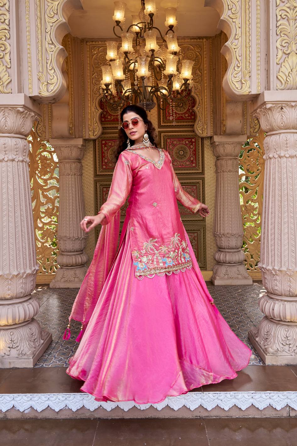 Designer Embroidered Fendy Kurti Lehenga Dupatta Set