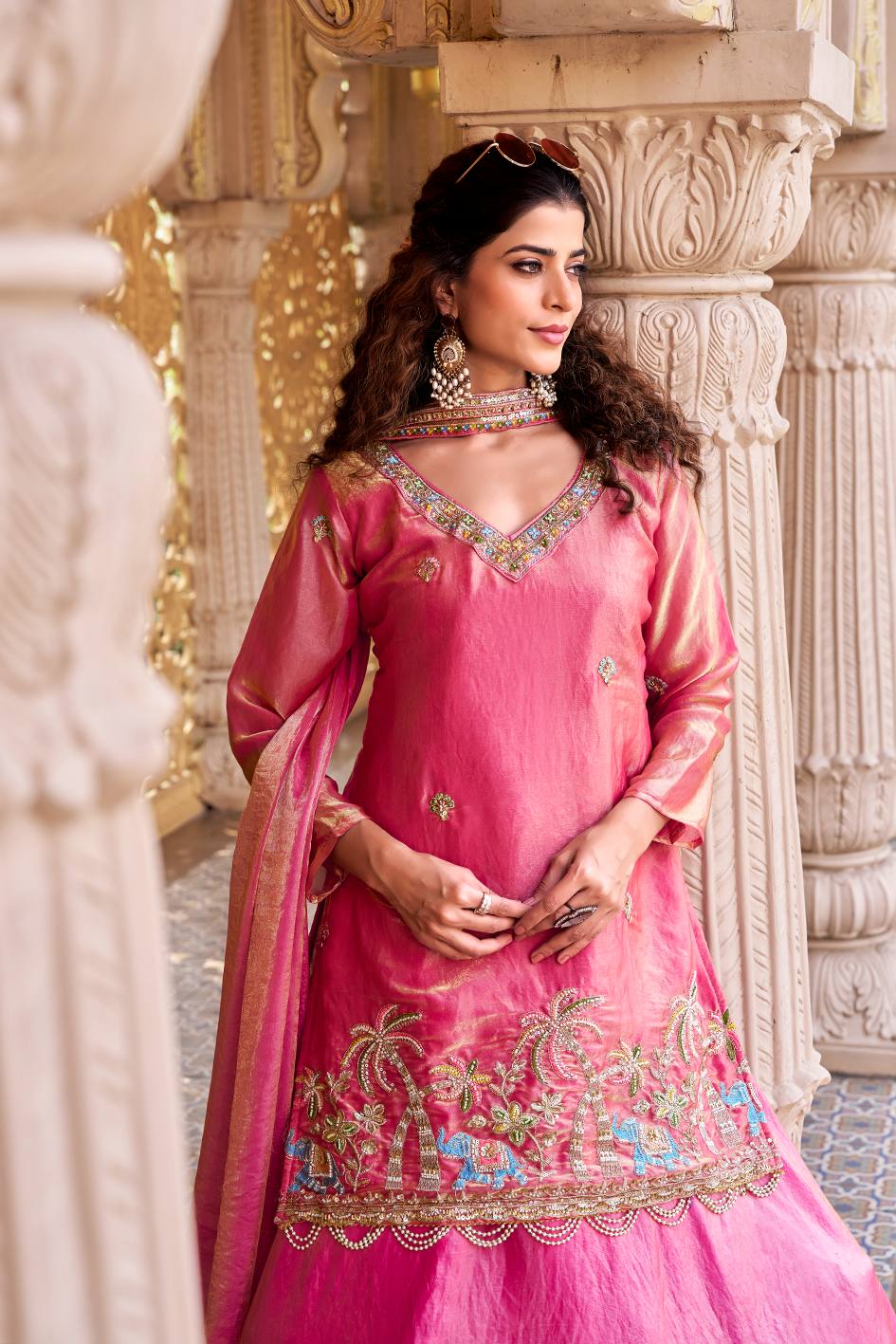 Designer Embroidered Fendy Kurti Lehenga Dupatta Set