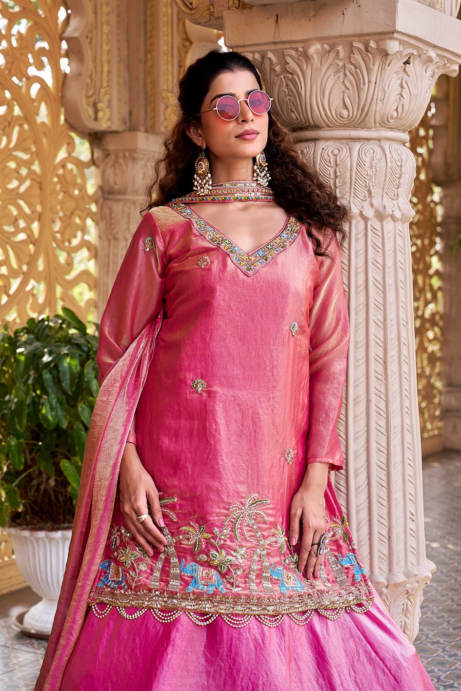 Designer Embroidered Fendy Kurti Lehenga Dupatta Set