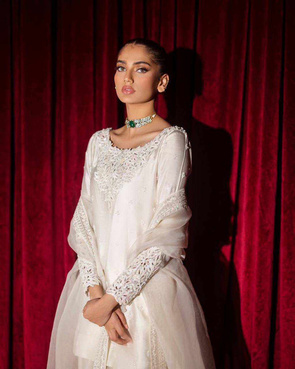 Beads Sequins Embroidered Kurta Salwar Set