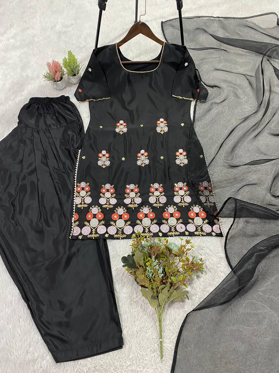 Sequins Embroidered Kurta Farsi Salwar Set