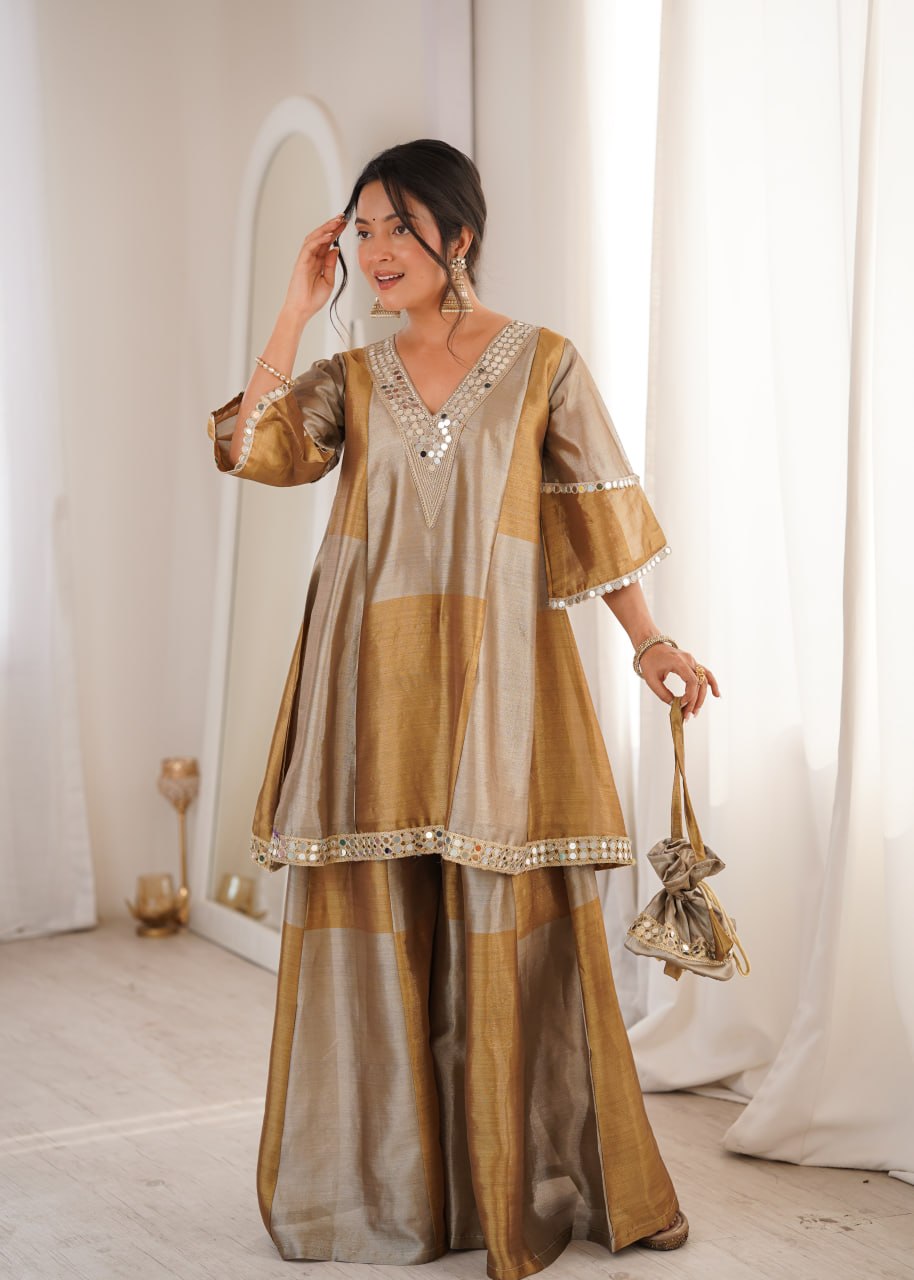 Designer Mirror Work Kurta Set