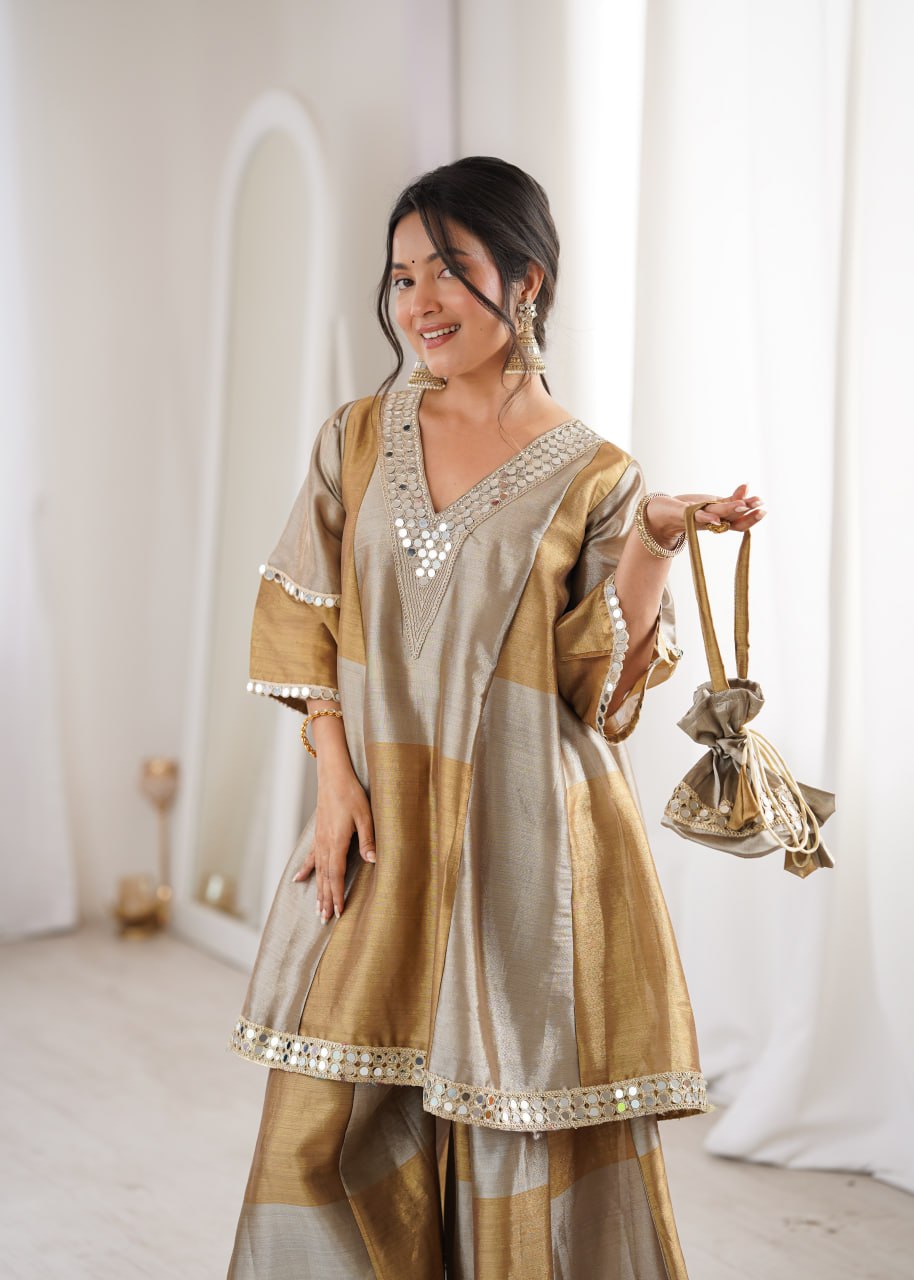 Designer Mirror Work Kurta Set