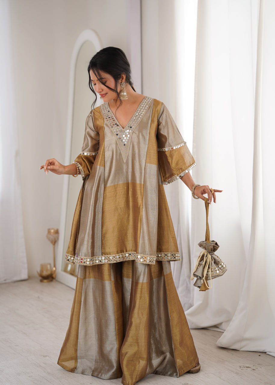 Designer Mirror Work Kurta Set