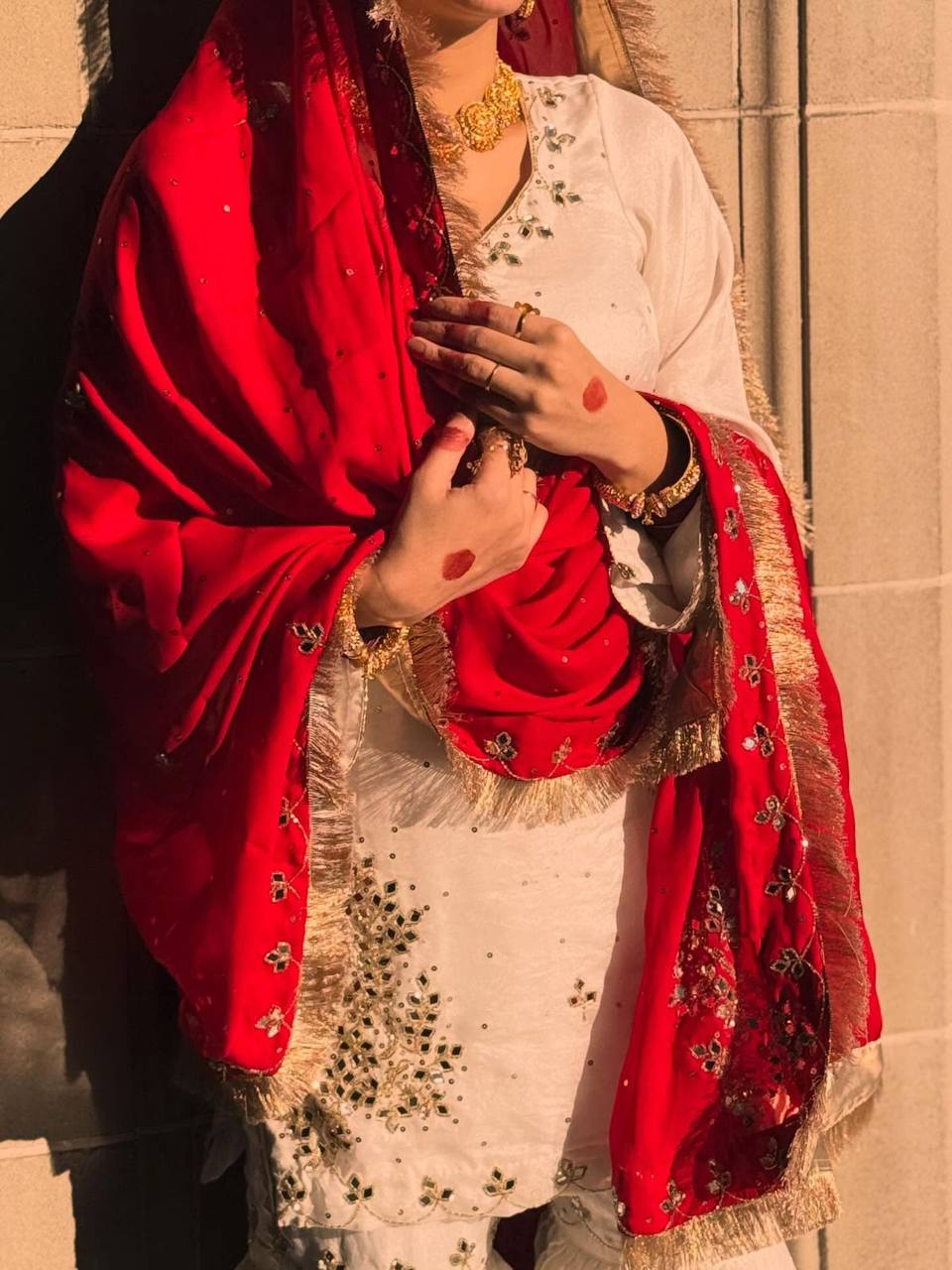 Designer Fendy Mirror Work Sharara Suit Set