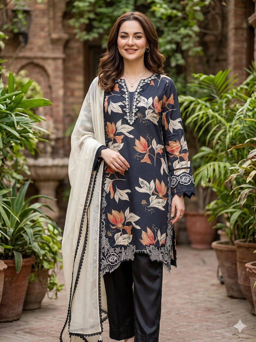 Designer Embroidered Kurta Palazzo Set