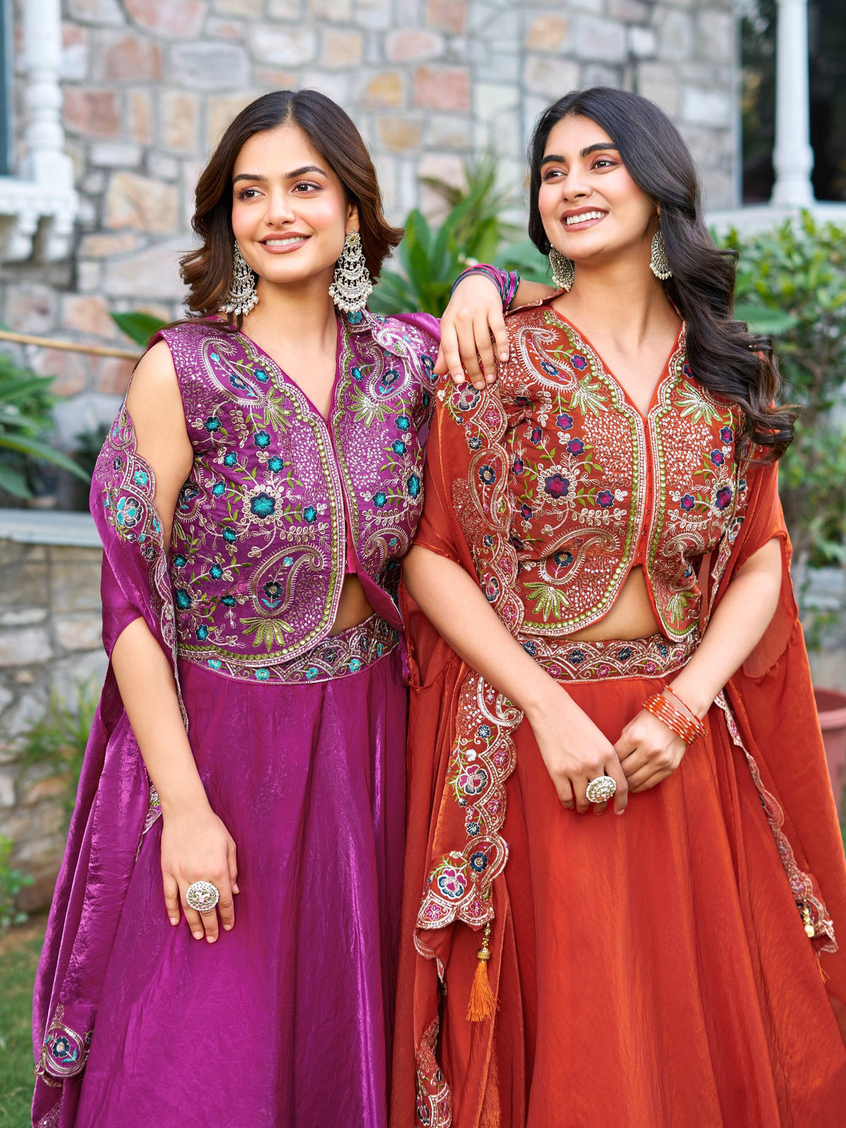 Designer Fendy Silk Embroidered Lehenga Choli Shrug Set
