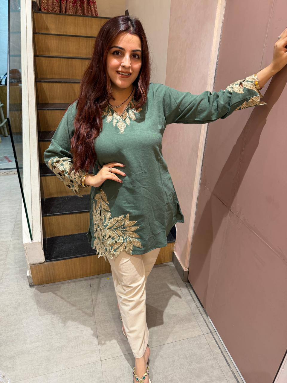 Designer Embroidered Cotton Co-Ord Set