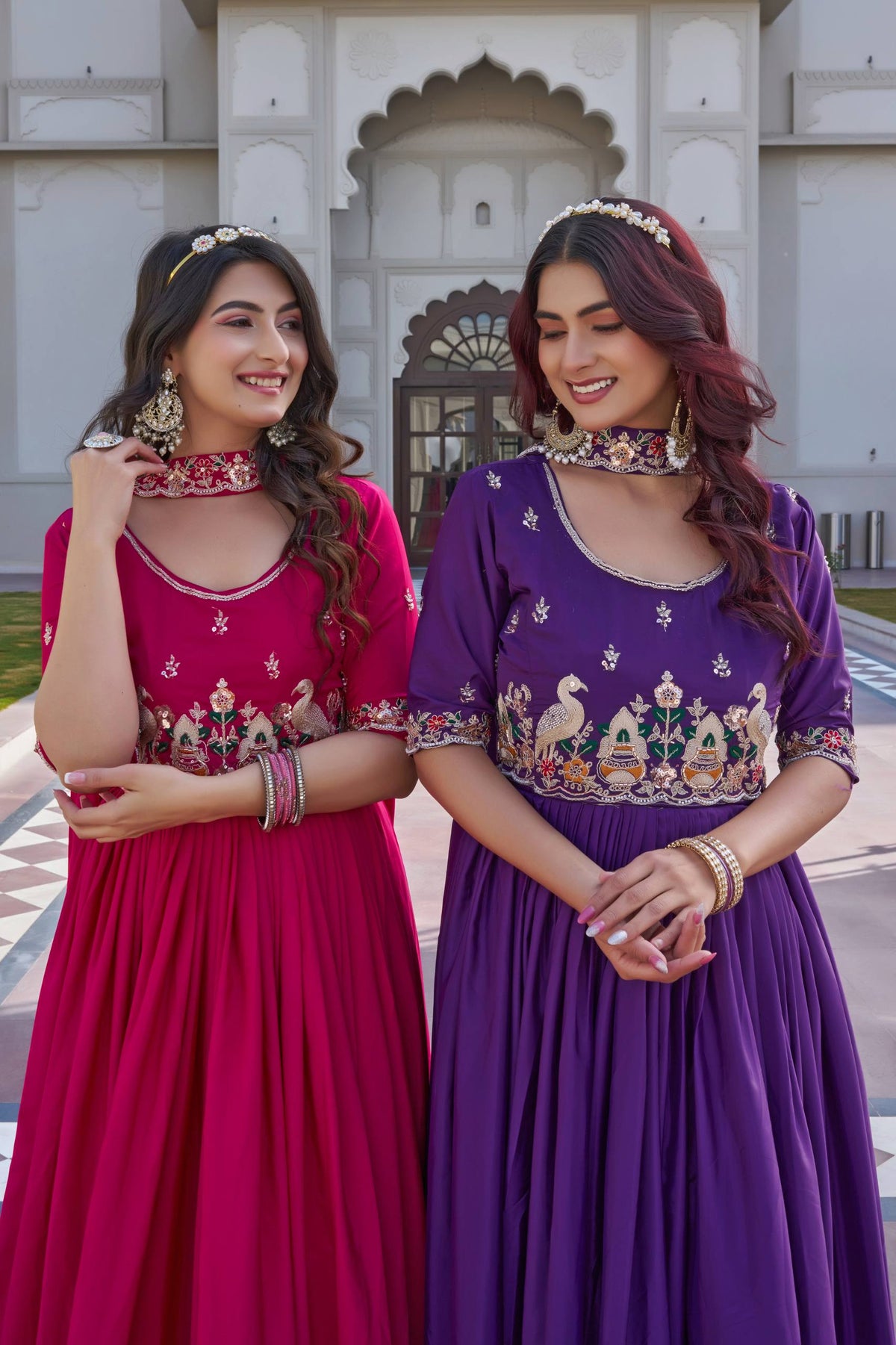 Designer Embroidered Crepe Silk Anarkali Gown Set