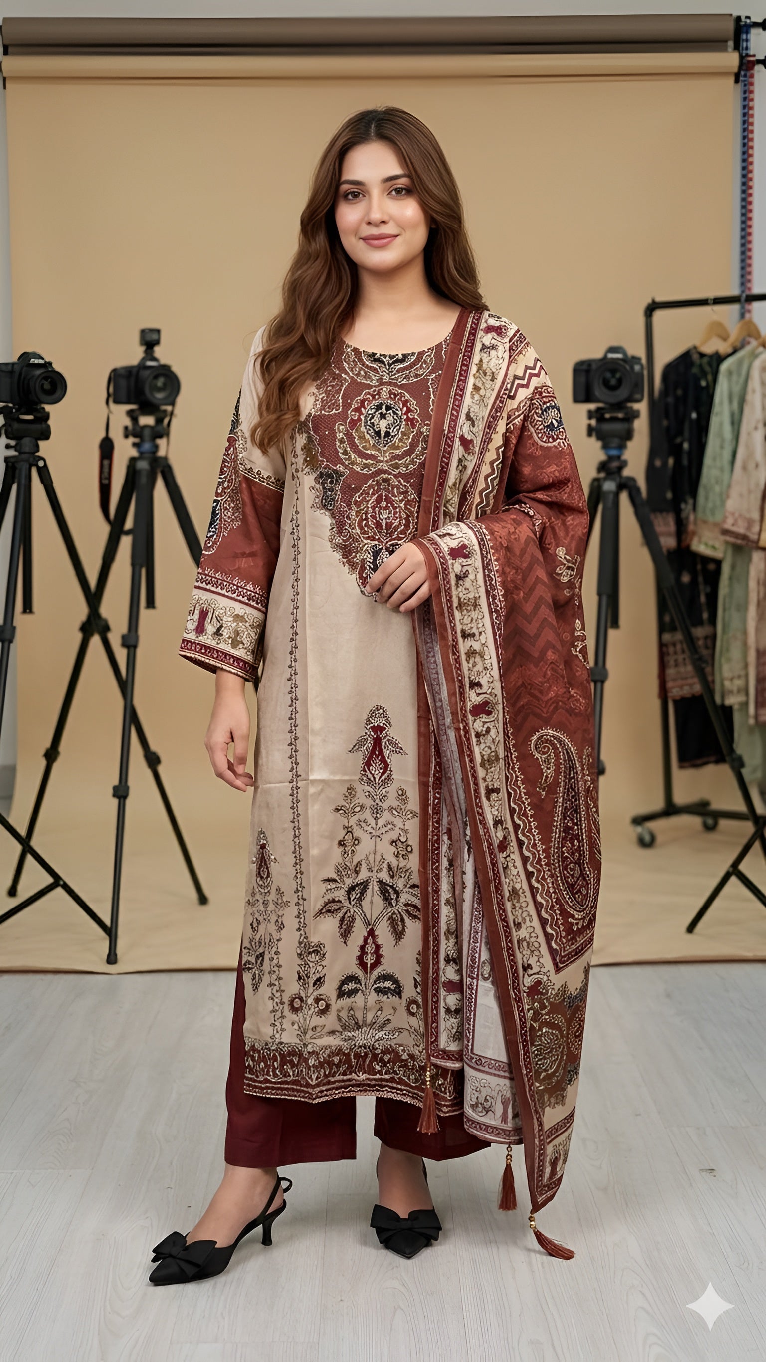 Premium Printed Chinon Kurta Pant Dupatta Set