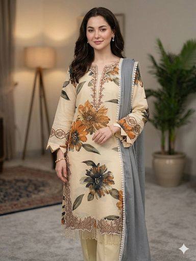 Designer Embroidered Kurta Palazzo Set