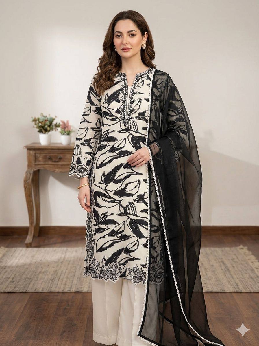 Designer Embroidered Kurta Palazzo Set