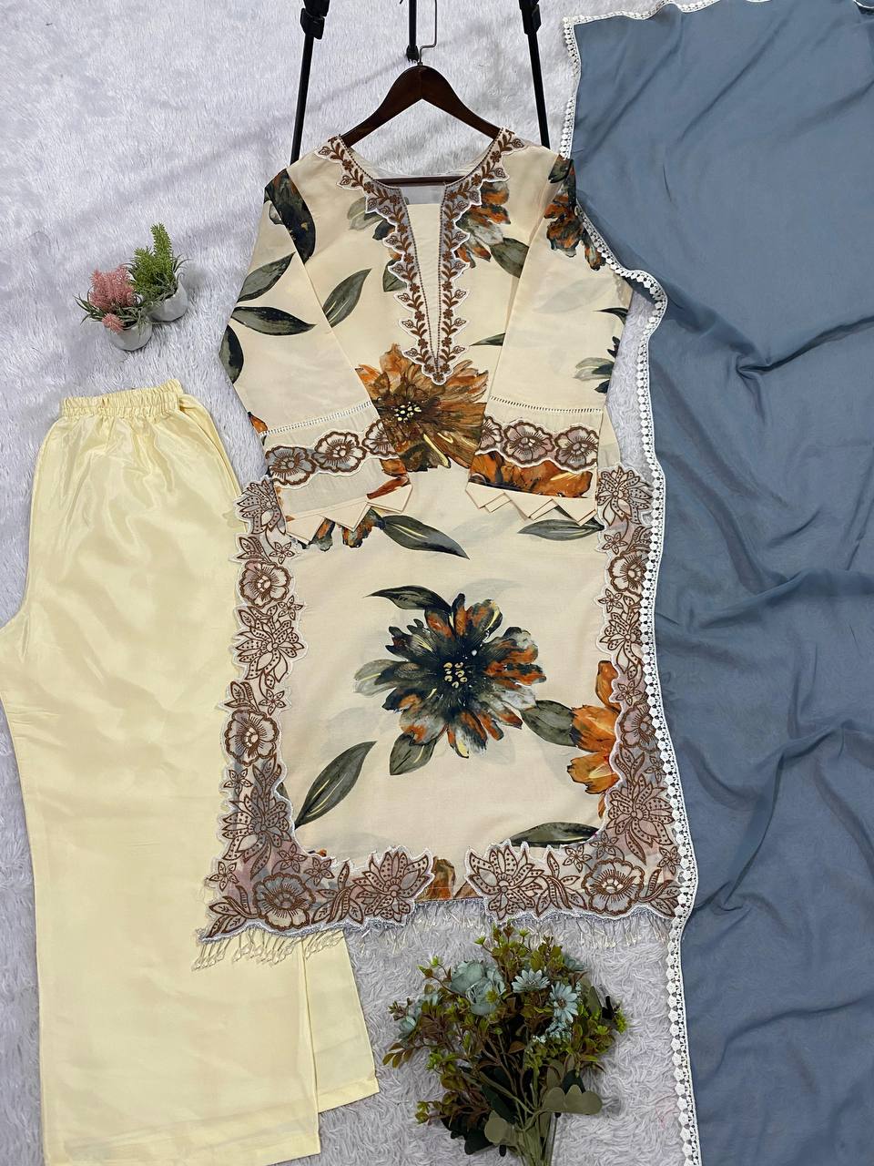 Designer Embroidered Kurta Palazzo Set
