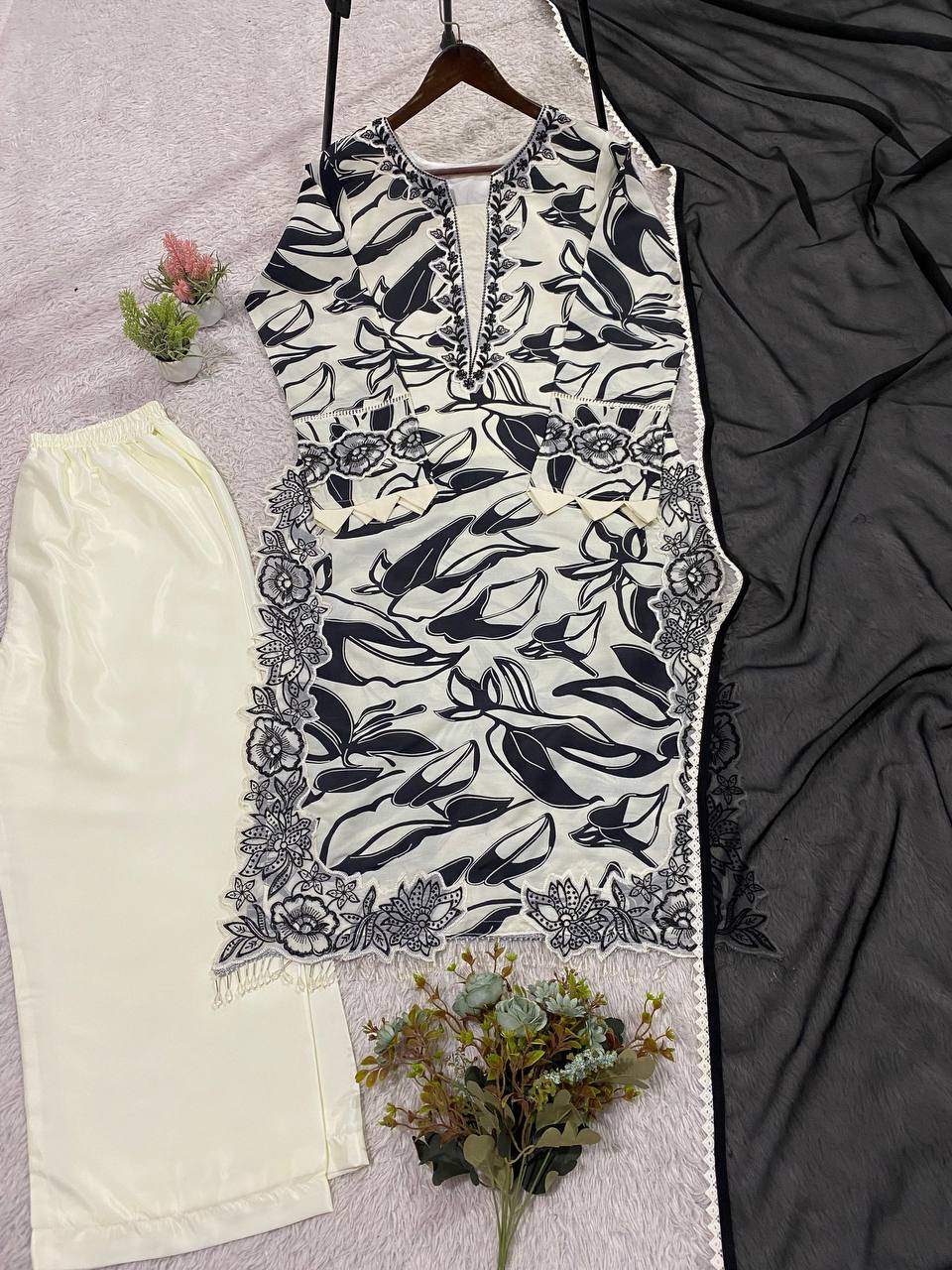 Designer Embroidered Kurta Palazzo Set