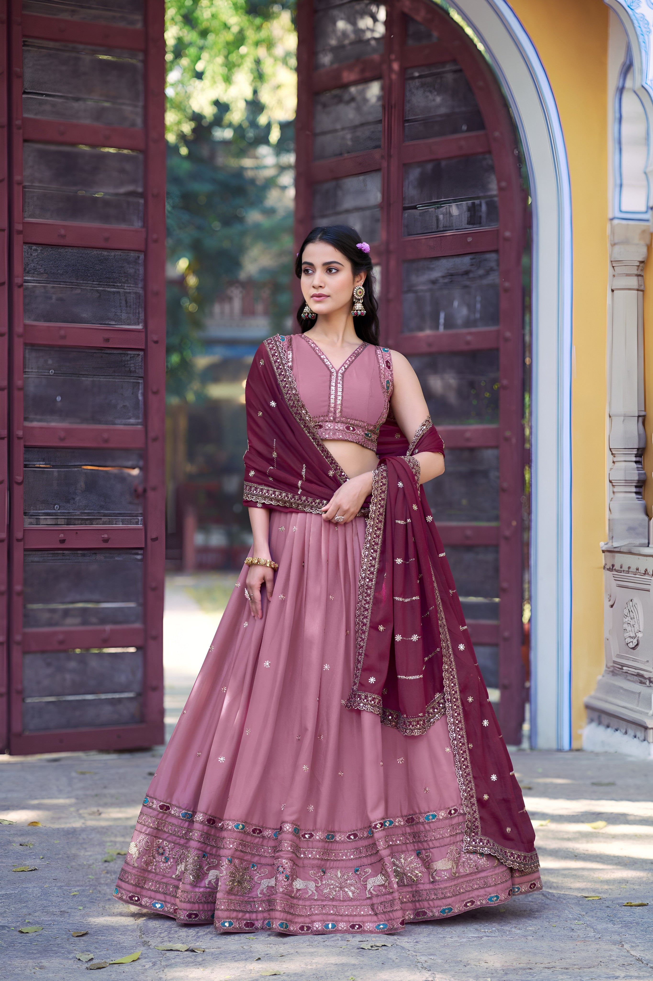 Designer Embroidered Wedding Wear Lehenga Set