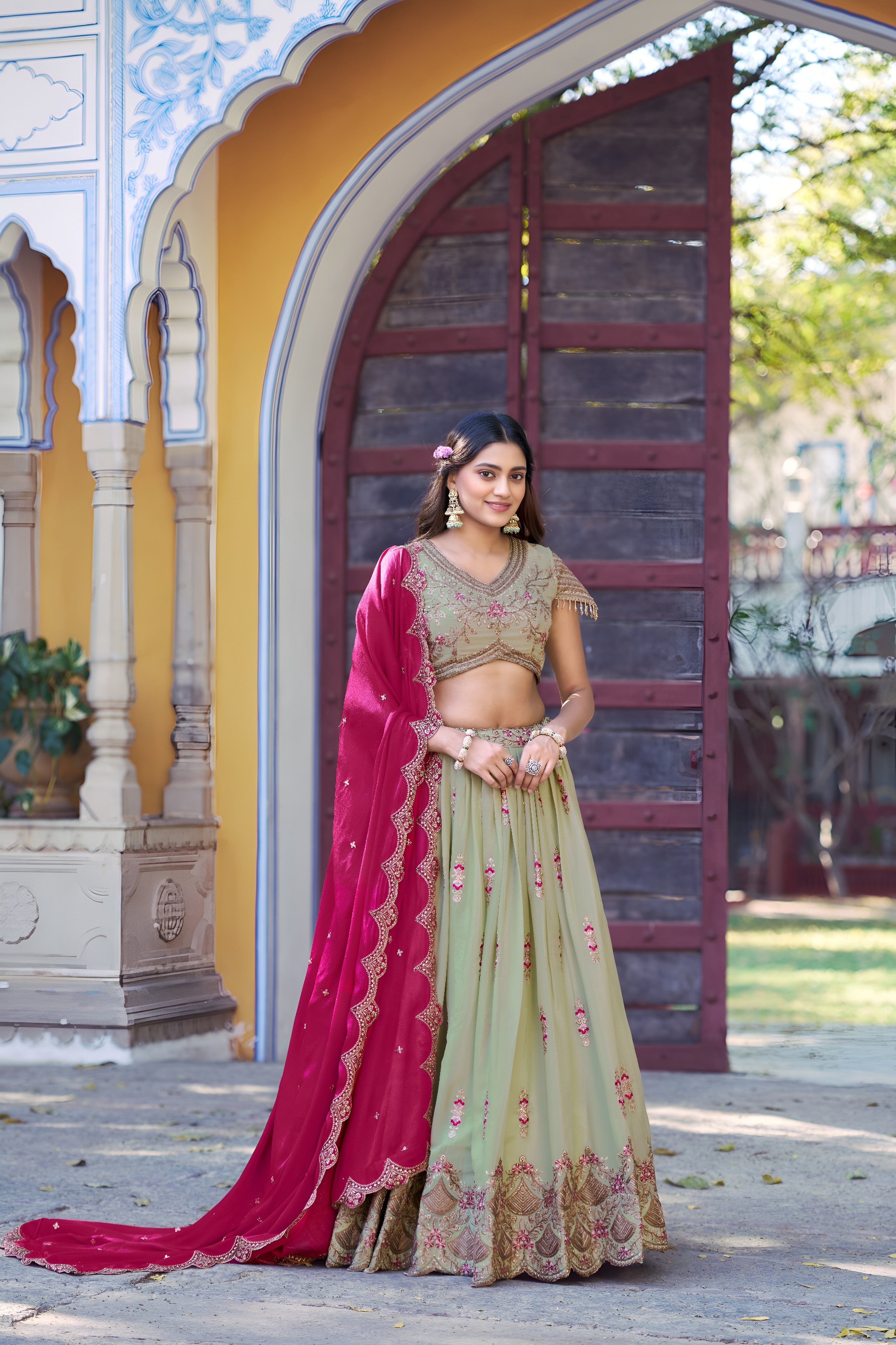 Designer Embroidered Wedding Wear Lehenga Set