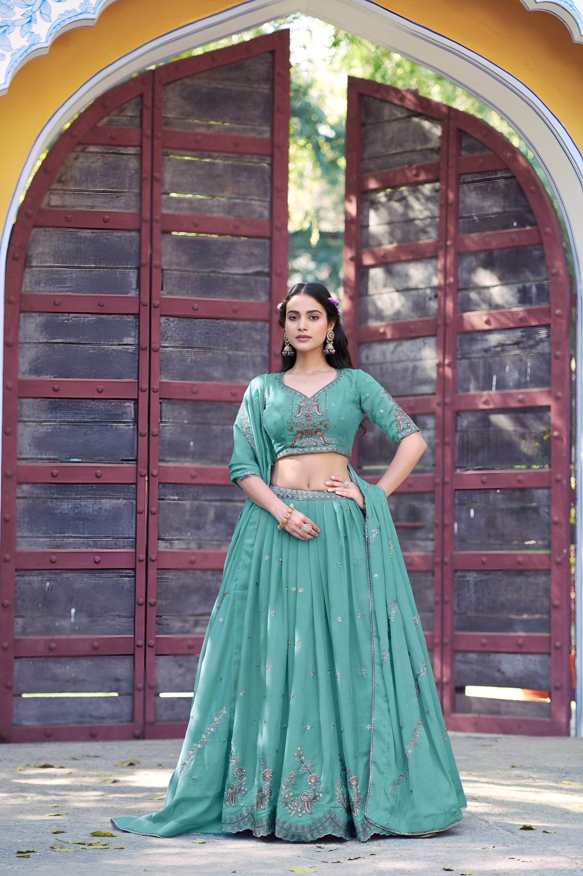 Designer Embroidered Wedding Wear Lehenga Set