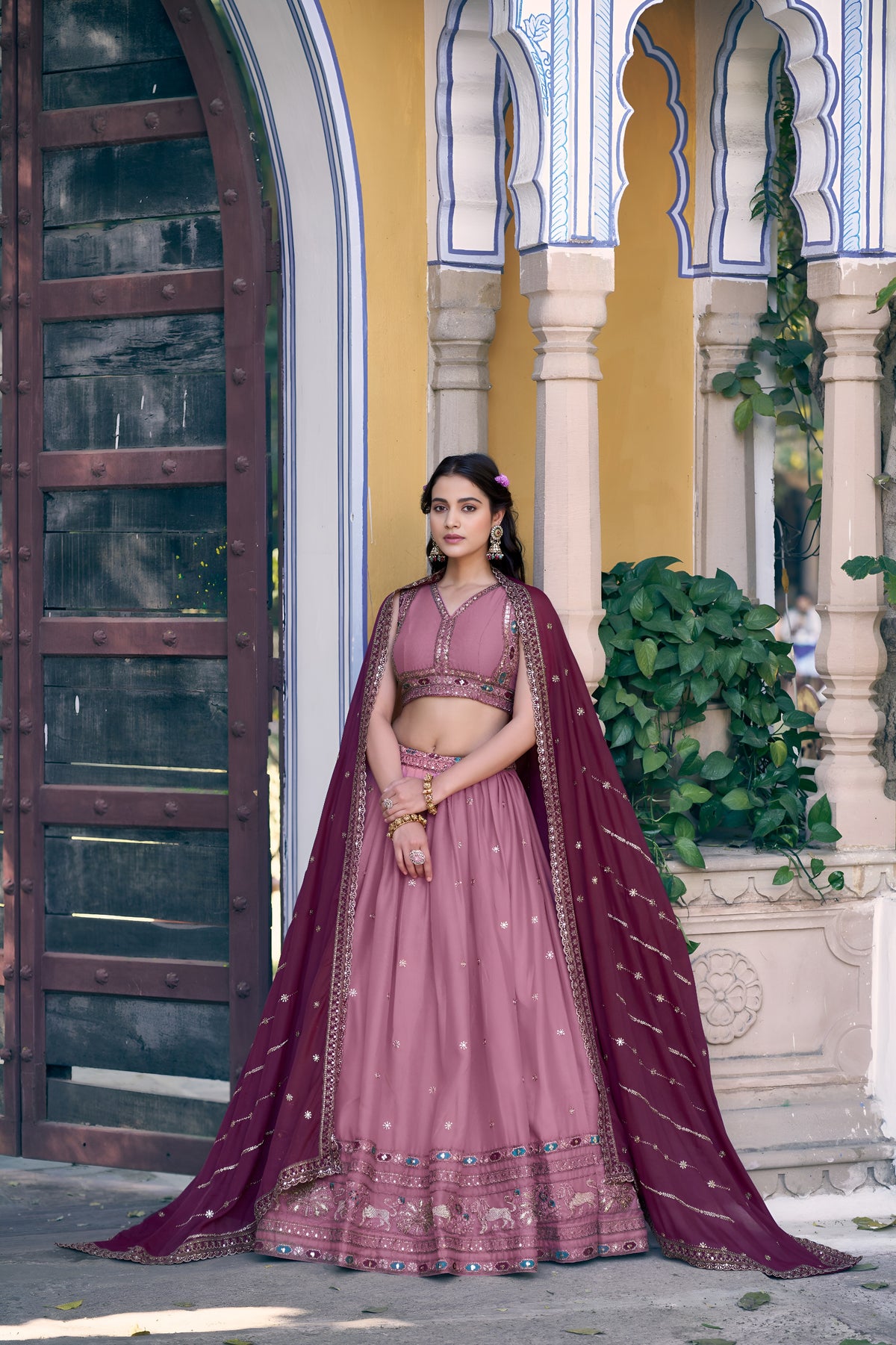 Designer Embroidered Wedding Wear Lehenga Set