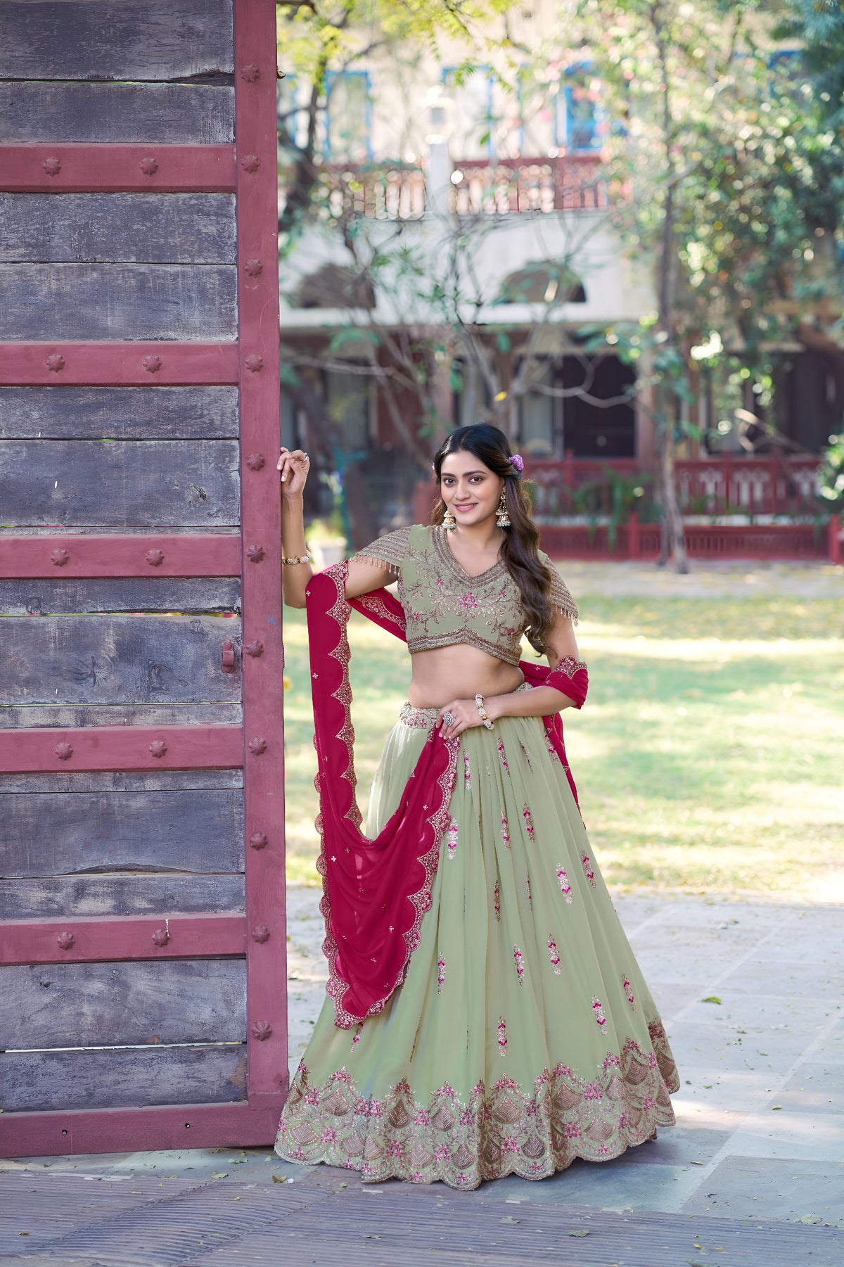 Designer Embroidered Wedding Wear Lehenga Set