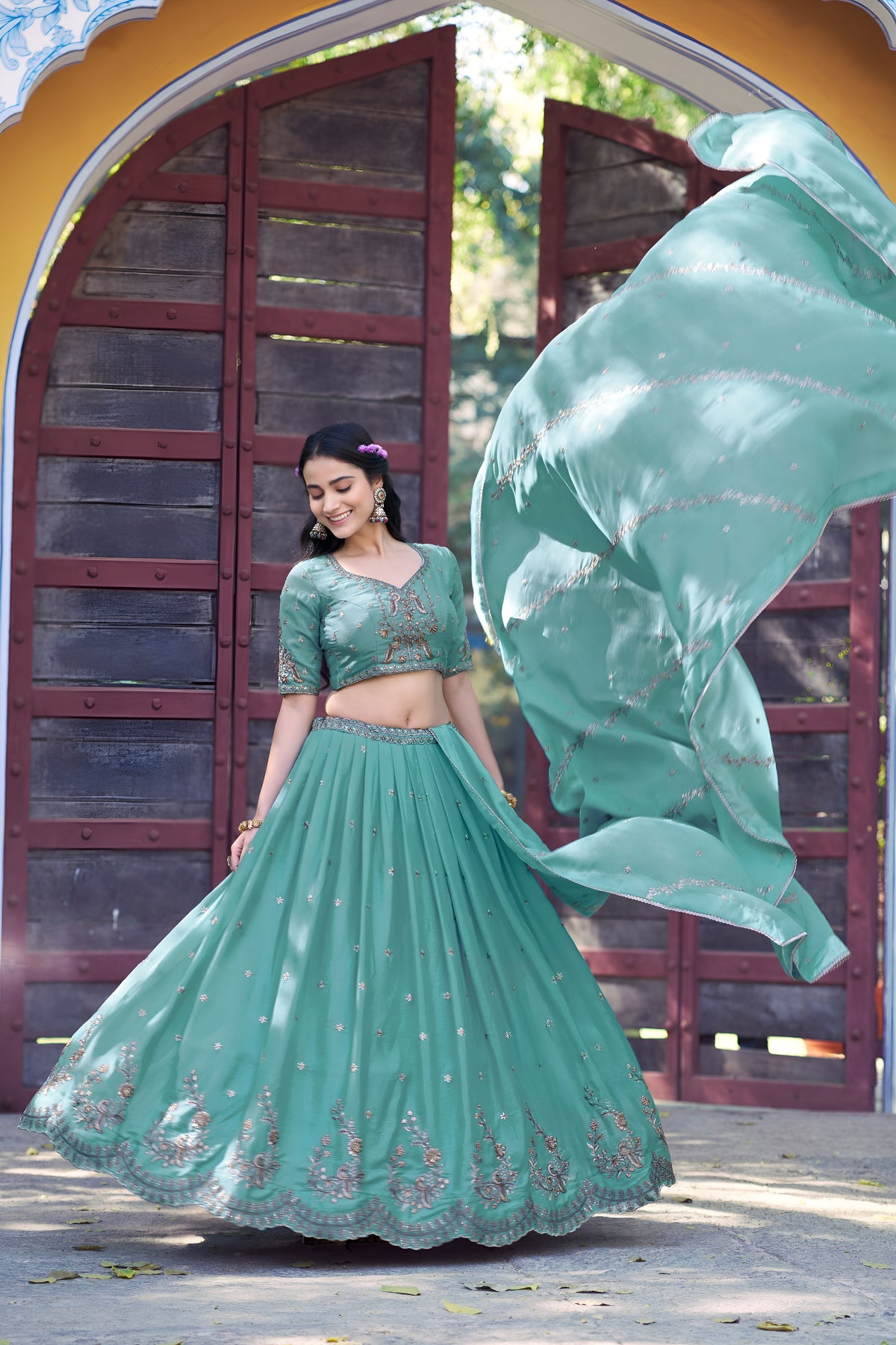 Designer Embroidered Wedding Wear Lehenga Set
