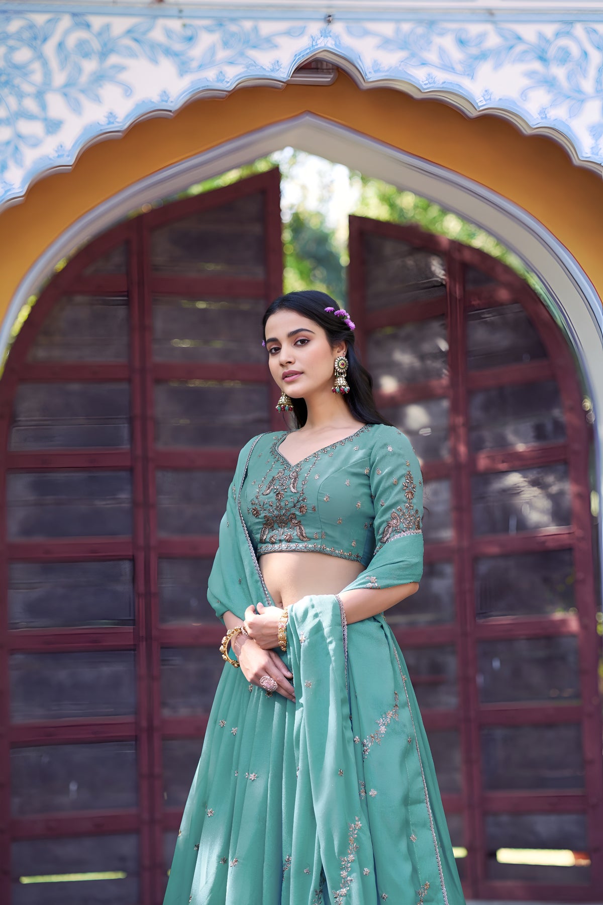 Designer Embroidered Wedding Wear Lehenga Set