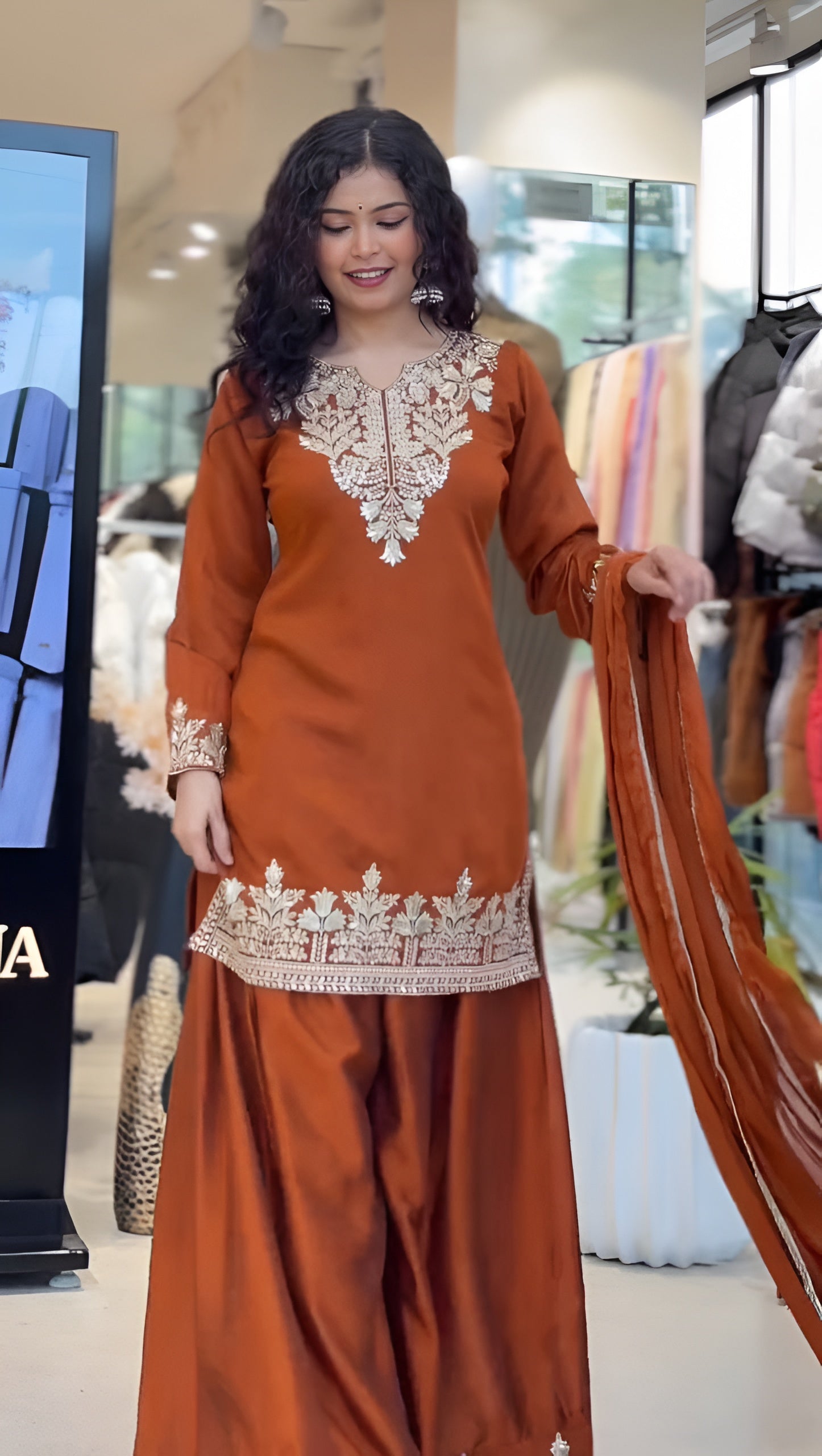 Premium Sequins Embroidered Palazzo Suit Set