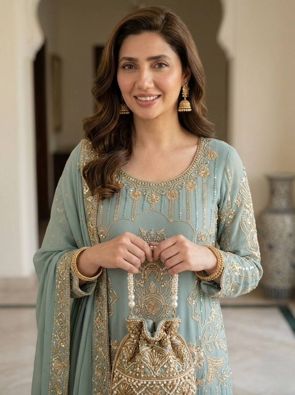 Designer Sequins Embroidered Sharara Set with Dupatta