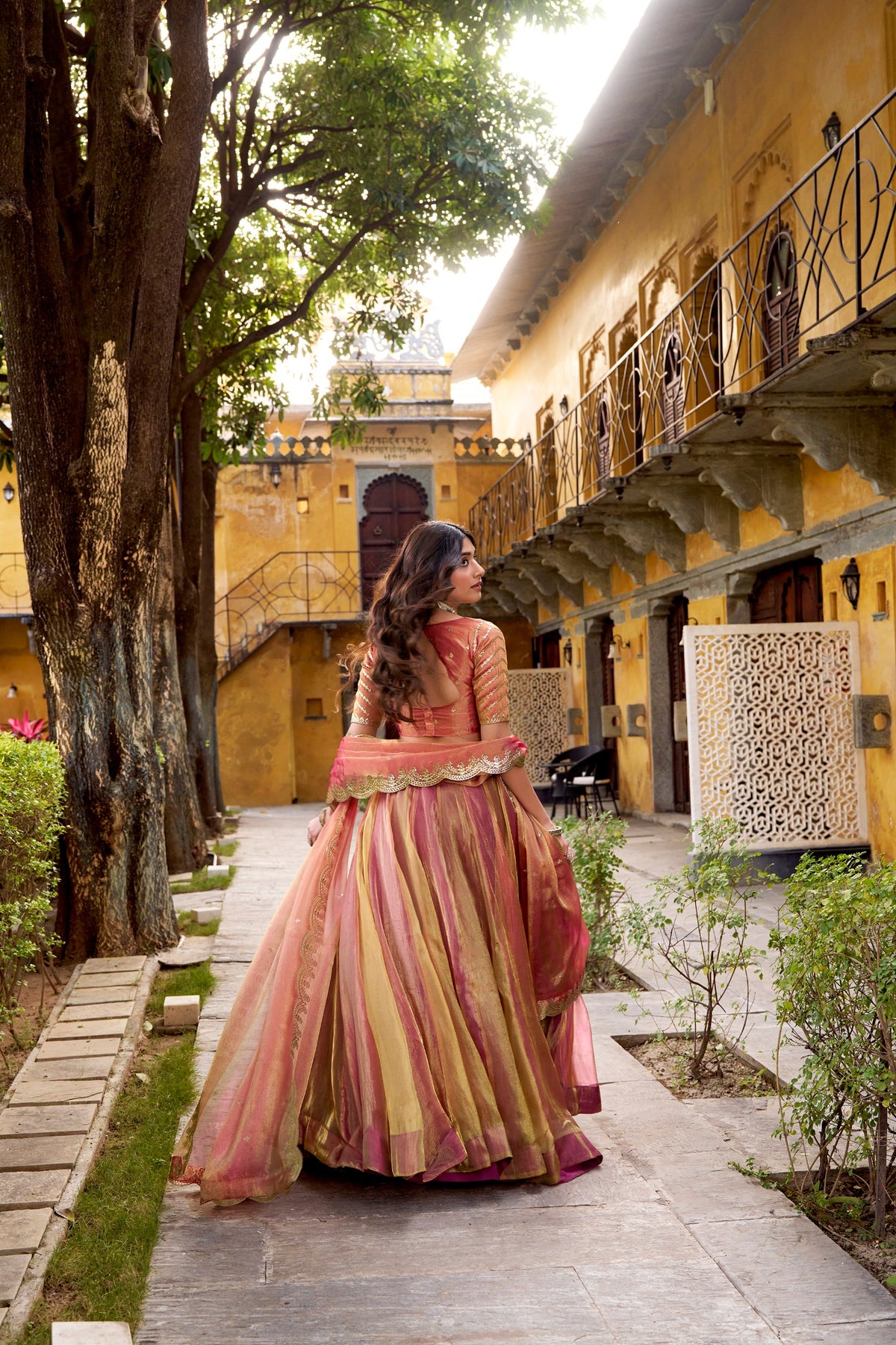 Designer Embroidered Carika Silk Lehenga Choli Set with Unstitched Blouse