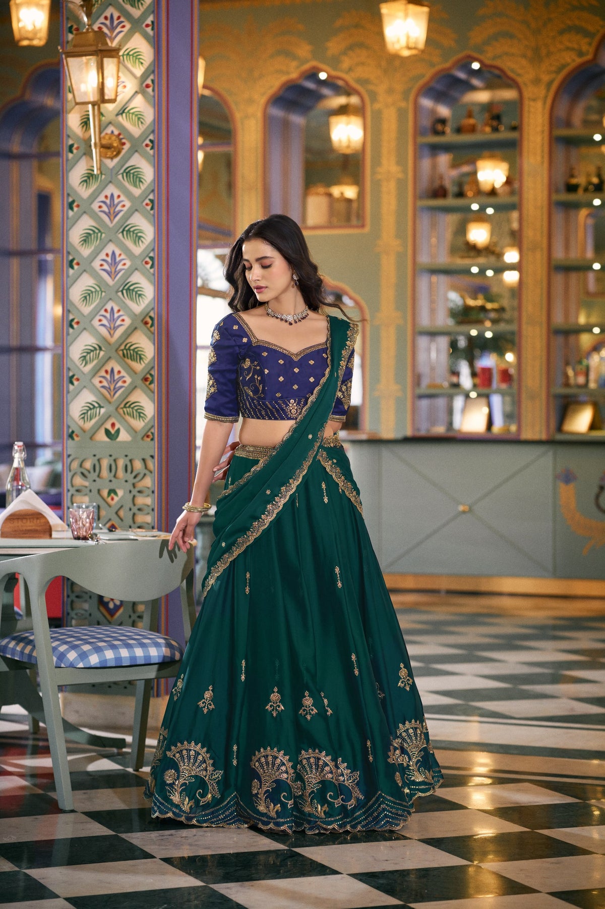 Designer Rangoli Silk Sequins Embroidered Lehenga Choli Set