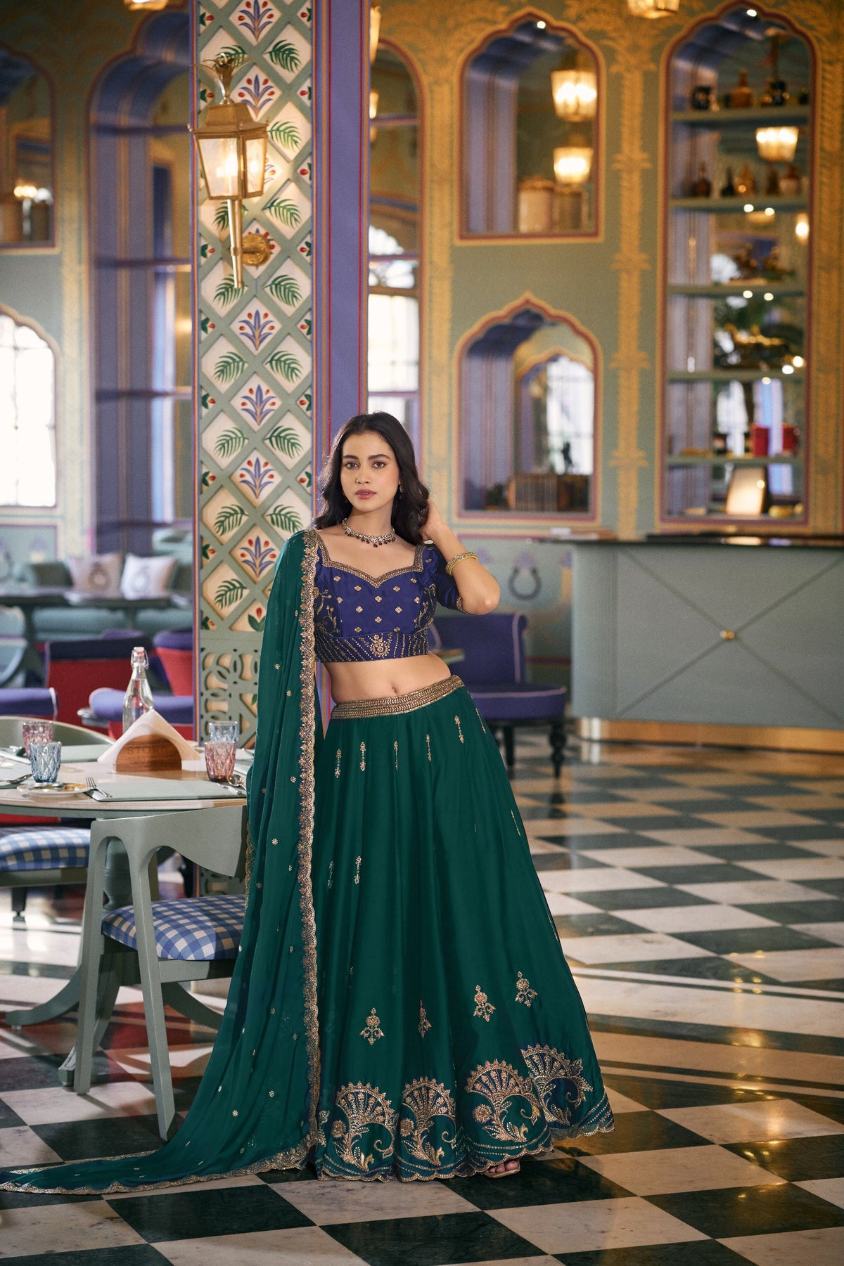 Designer Rangoli Silk Sequins Embroidered Lehenga Choli Set