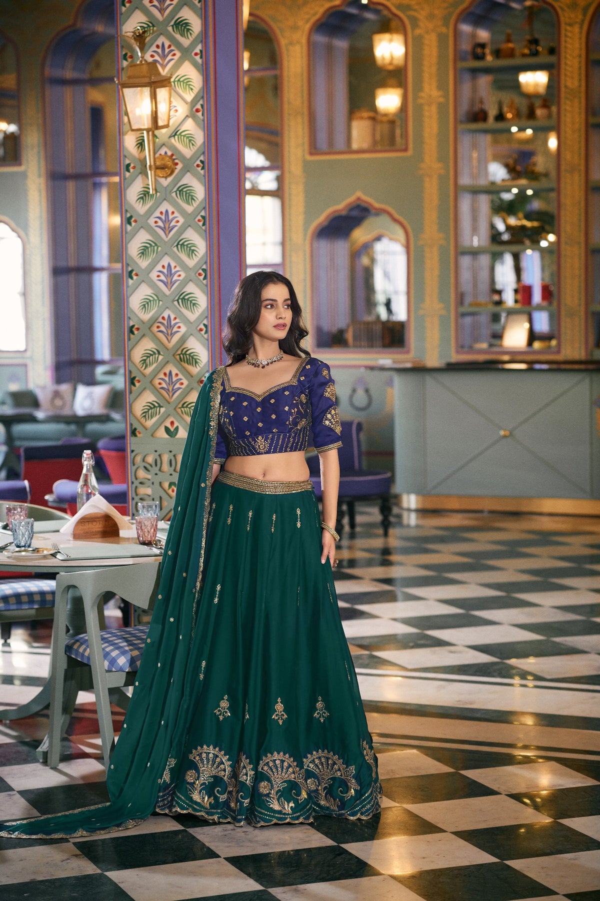 Designer Rangoli Silk Sequins Embroidered Lehenga Choli Set