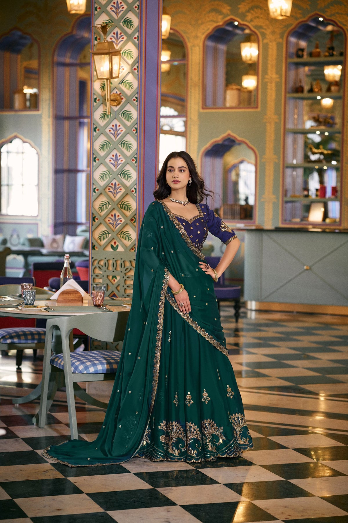 Designer Rangoli Silk Sequins Embroidered Lehenga Choli Set