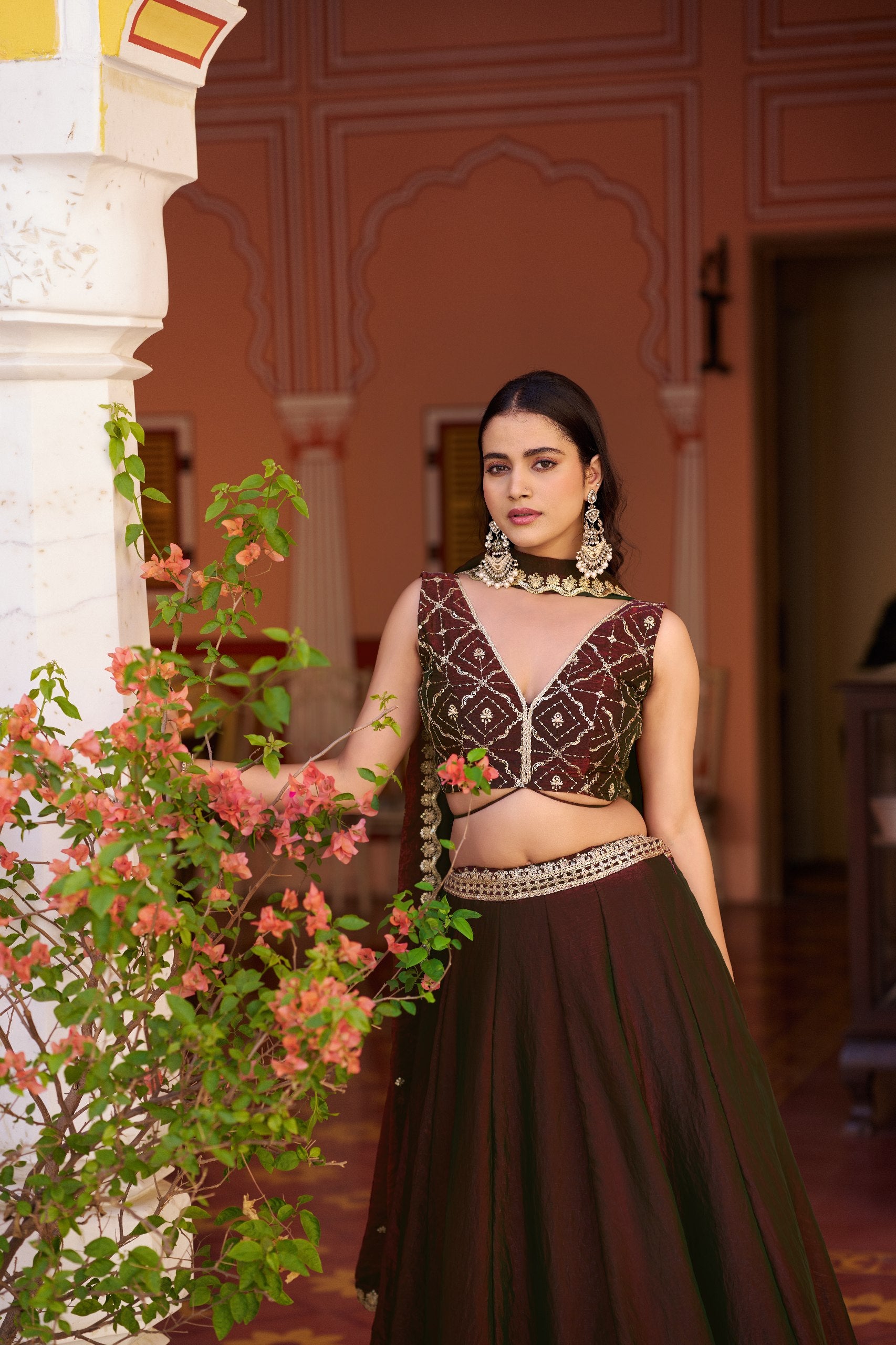 Designer Fendi Embroidered Lehenga Choli Set