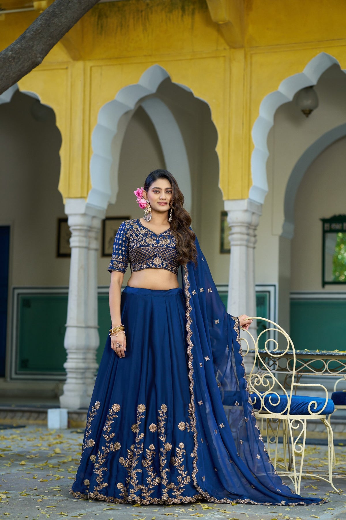 Designer Rangoli Silk Embroidered Lehenga Choli Set