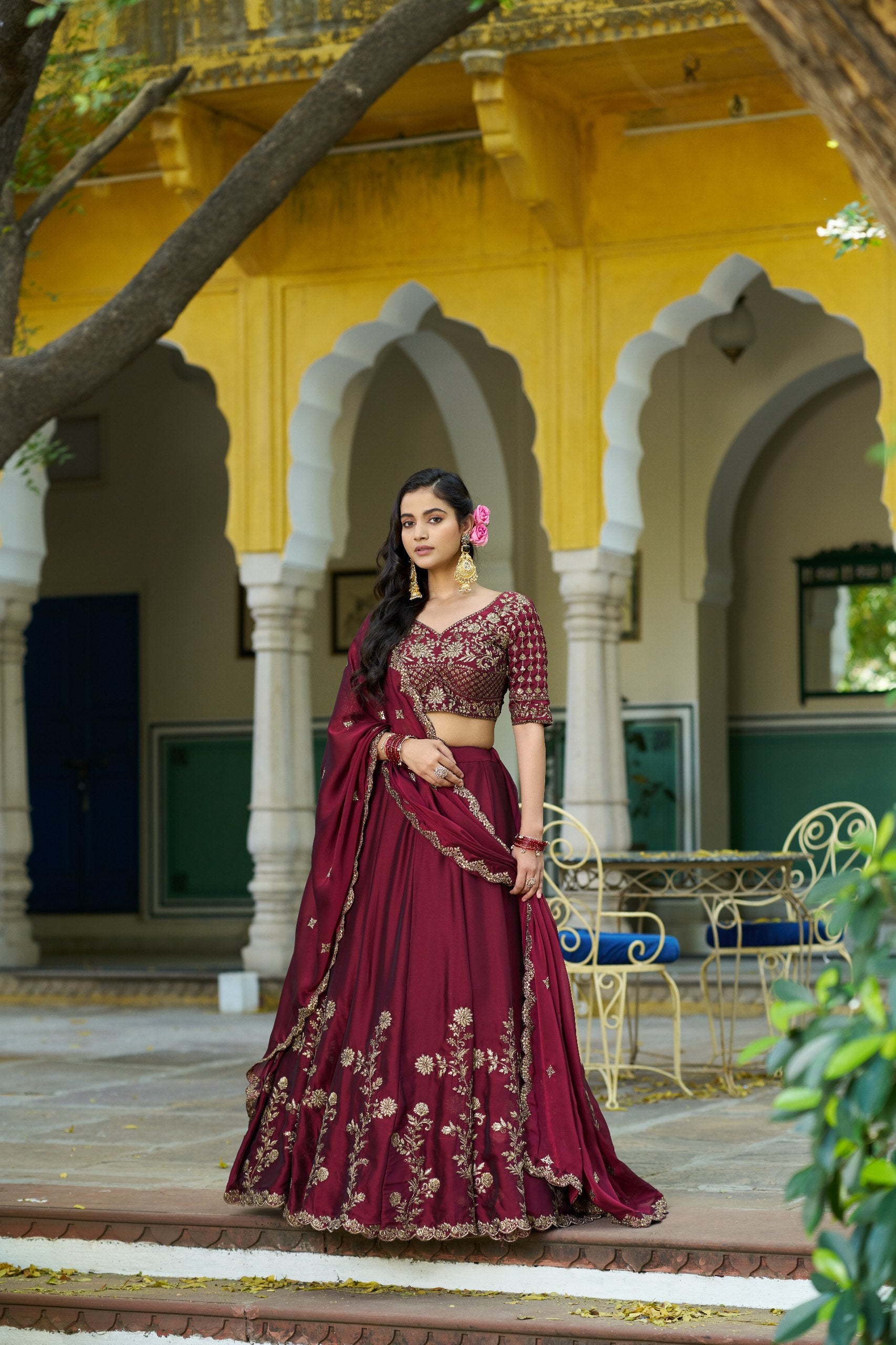 Designer Rangoli Silk Embroidered Lehenga Choli Set
