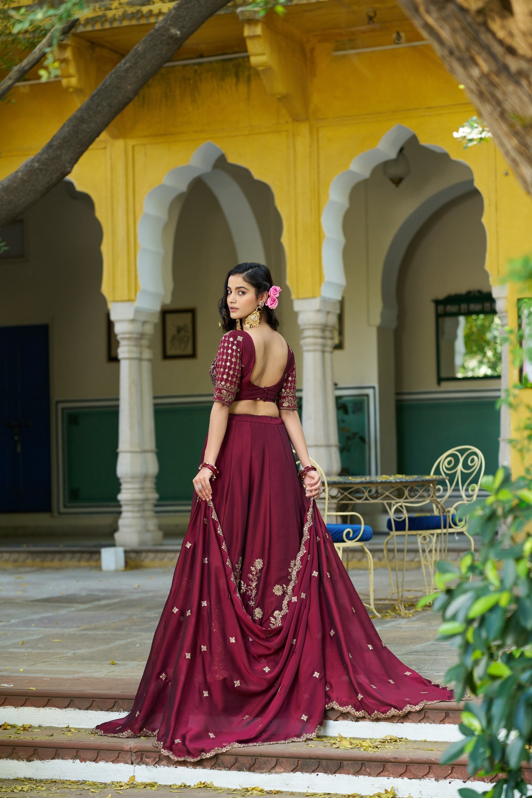 Designer Rangoli Silk Embroidered Lehenga Choli Set