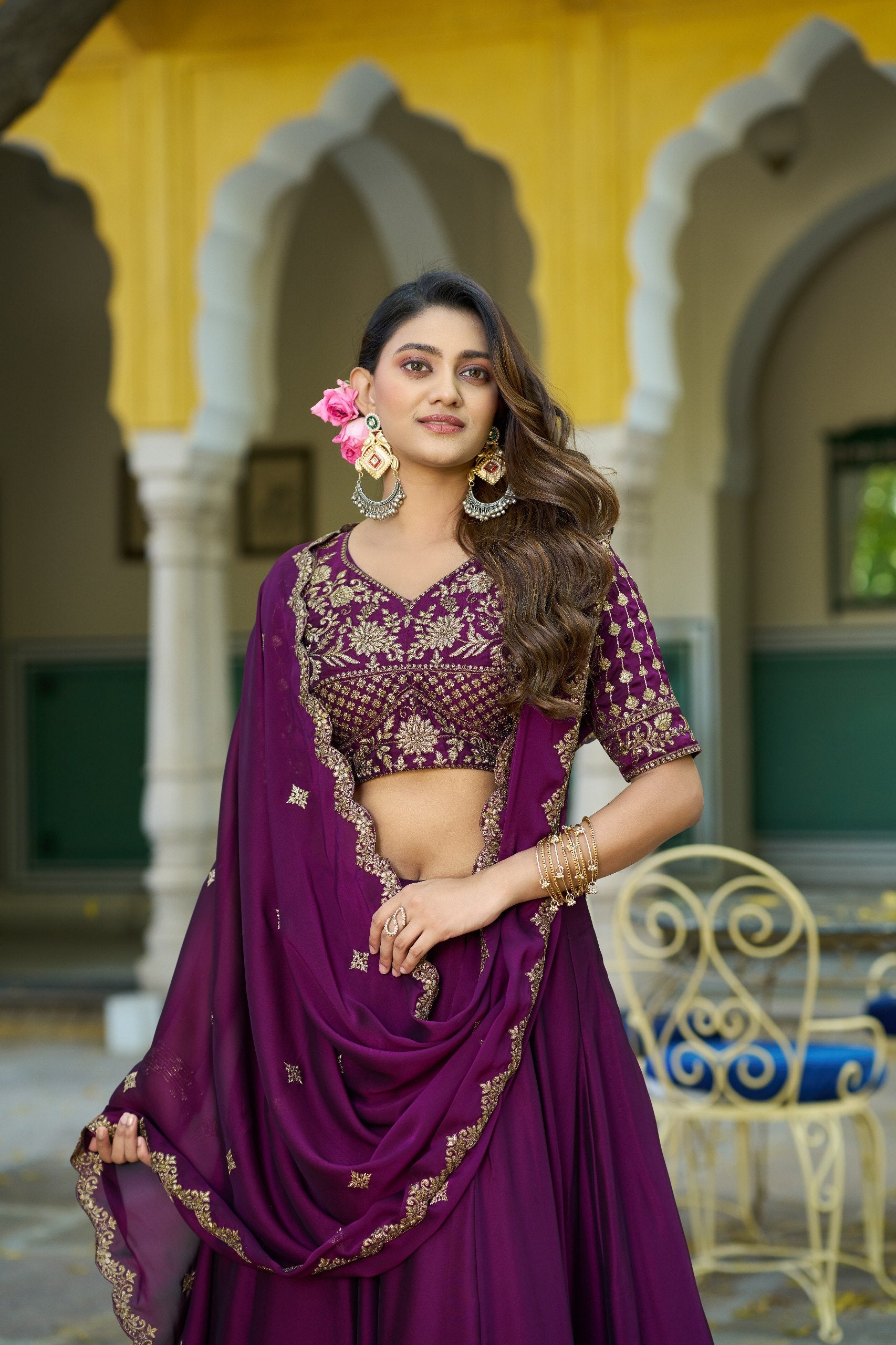 Designer Rangoli Silk Embroidered Lehenga Choli Set